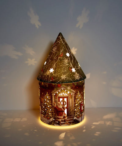 LED Christmas House Lantern with Santa - Lemon And Lavender Toronto