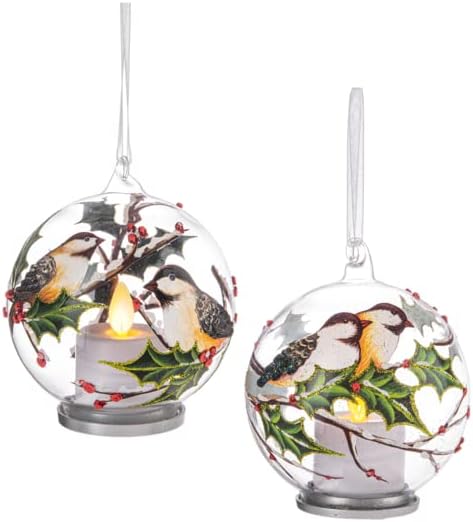 LED Christmas Seasonal Hanging Ball Ornament Chickadee - Lemon And Lavender Toronto