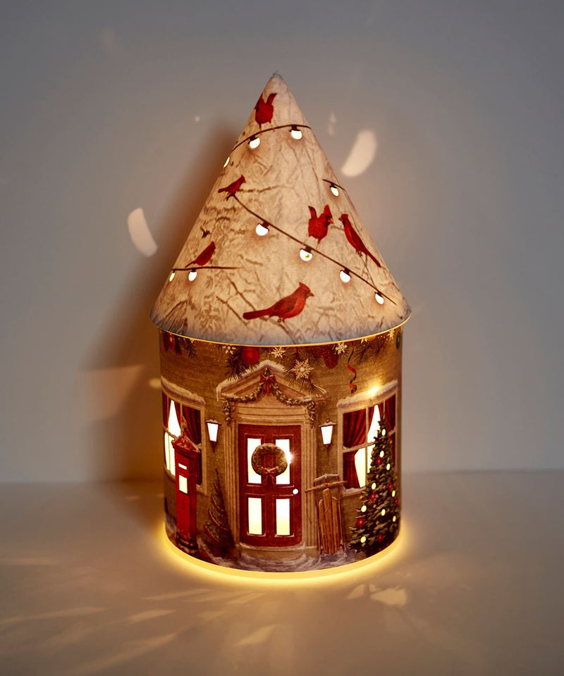 LED House Lantern with Cardinals & Santa - Lemon And Lavender Toronto