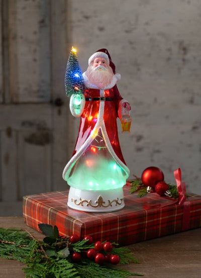 LED Light Up Shimmer Santa w/Tree Figurine - Lemon And Lavender Toronto