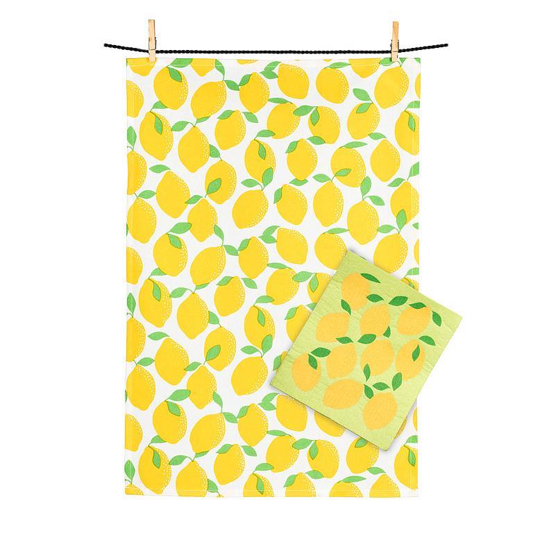 Lemons Dishcloth & Kitchen Towel Set - Lemon And Lavender Toronto