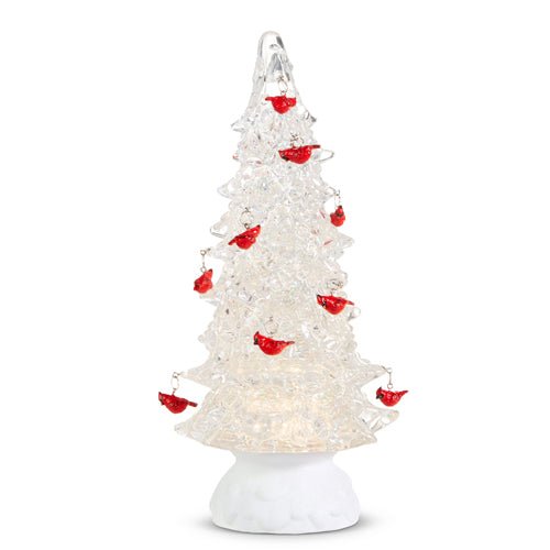 Lighted Tree With Cardinal Ornaments With Swirling Glitter - Lemon And Lavender Toronto