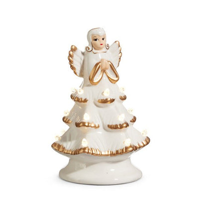 Lighted Vintage Angel Ivory and Gold Ceramic Christmas Tree Decoration - Lemon And Lavender Toronto
