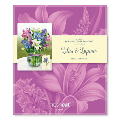 Lilies & Lupines Pop - up Greeting Card - Lemon And Lavender Toronto