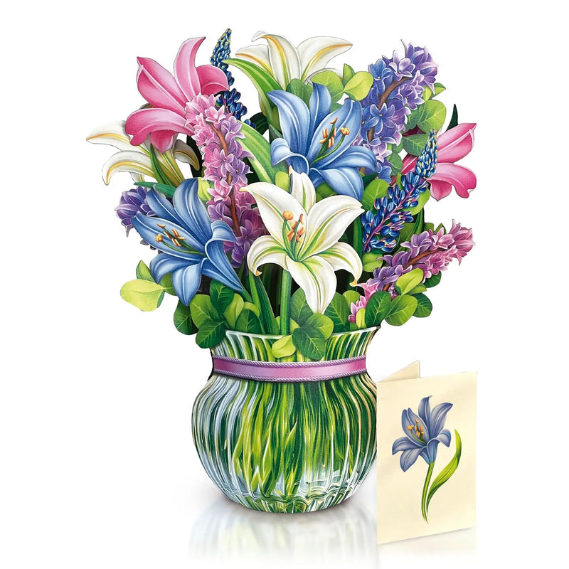 Lilies & Lupines Pop - up Greeting Card - Lemon And Lavender Toronto