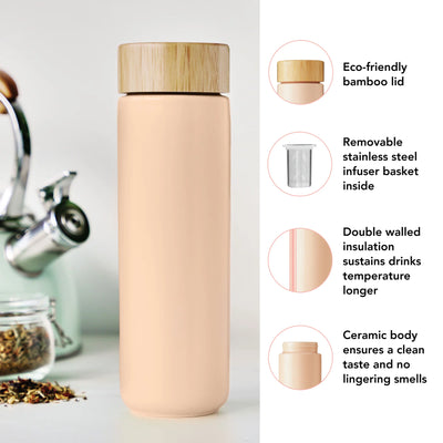 Tatyana Ceramic To-Go Infuser Mug in Coral