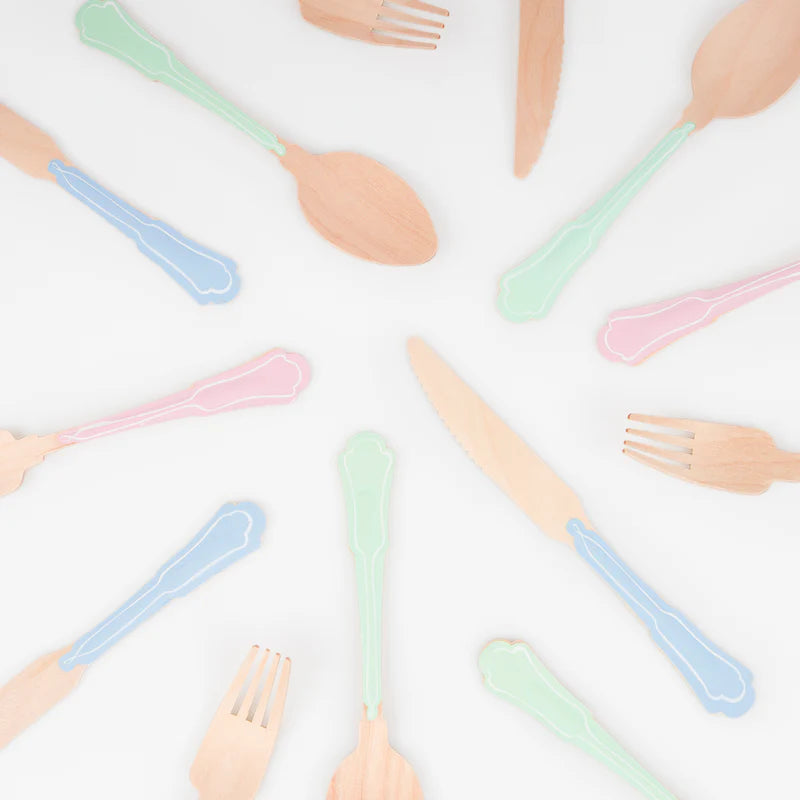 Elegant Mixed Colour Wooden Cutlery | Meri Meri