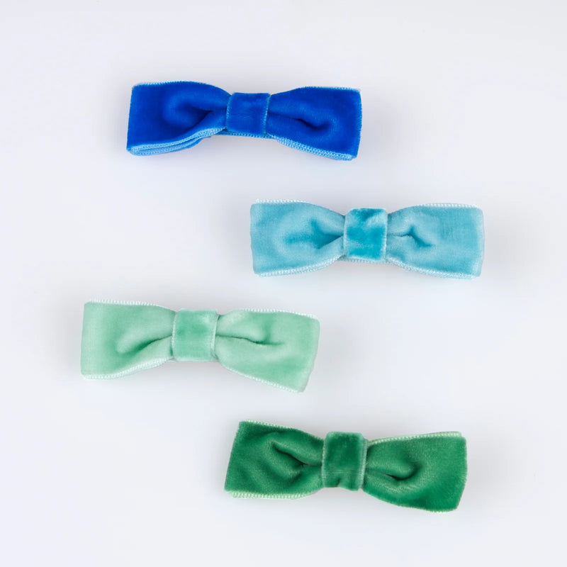 Rainbow Velvet Bow Hair Clips|Meri Meri
