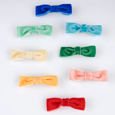 Rainbow Velvet Bow Hair Clips|Meri Meri