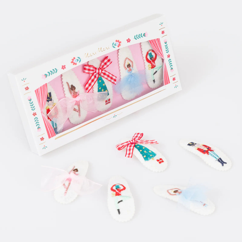 Embroidered Nutcracker Hair Clips Meri Meri