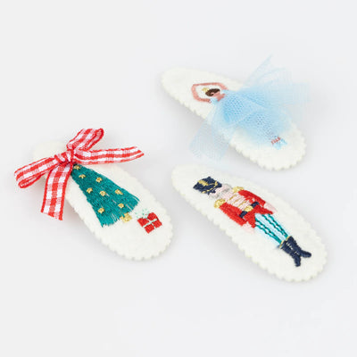 Embroidered Nutcracker Hair Clips Meri Meri
