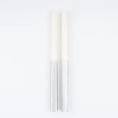 Silver Dipped Table Candles|Meri Meri