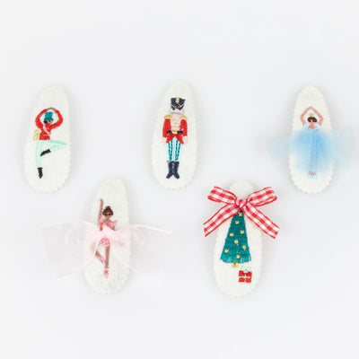 Embroidered Nutcracker Hair Clips Meri Meri