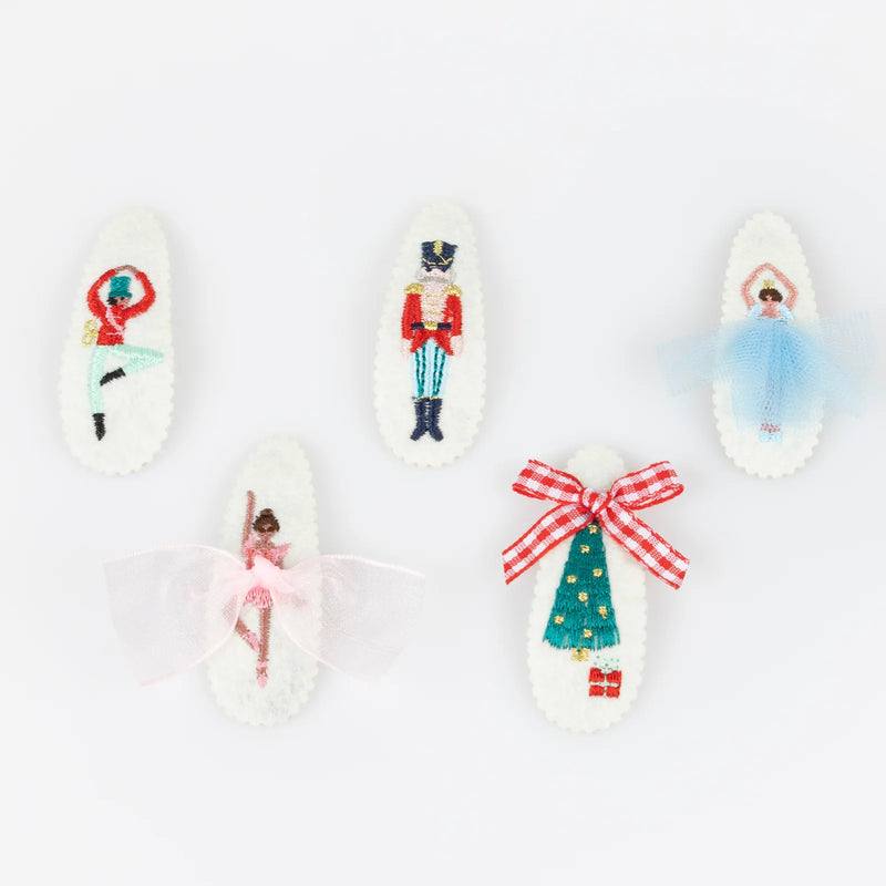 Embroidered Nutcracker Hair Clips Meri Meri