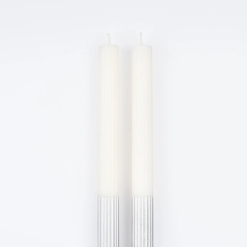 Silver Dipped Table Candles|Meri Meri