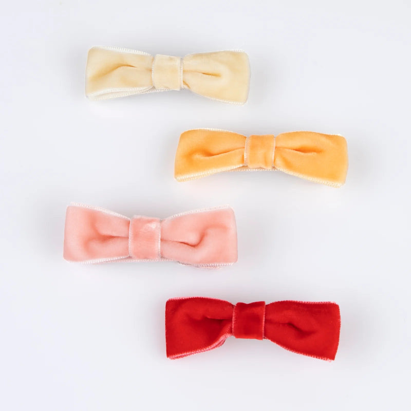 Rainbow Velvet Bow Hair Clips|Meri Meri