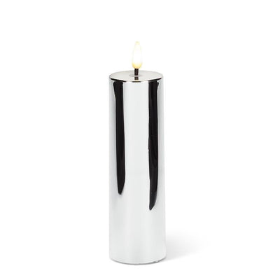 Medium Silver Metallic LED Pillar - Lemon And Lavender Toronto