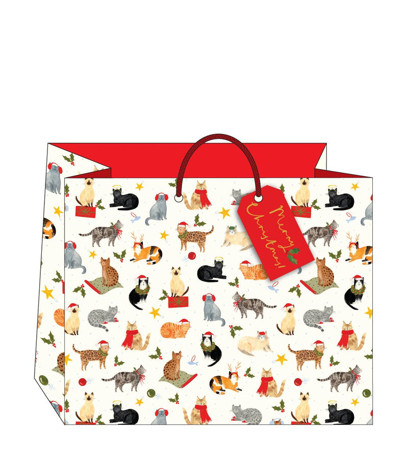 Merry Christmas – Cats Large Landscape Gift Bag - Lemon And Lavender Toronto