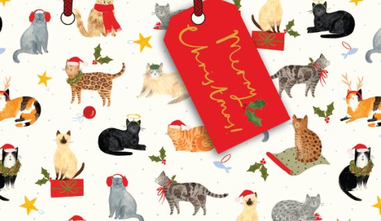 Merry Christmas – Cats Large Landscape Gift Bag - Lemon And Lavender Toronto