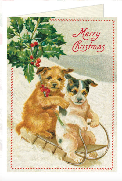 Merry Christmas Dogs Vintage Card - Lemon And Lavender Toronto