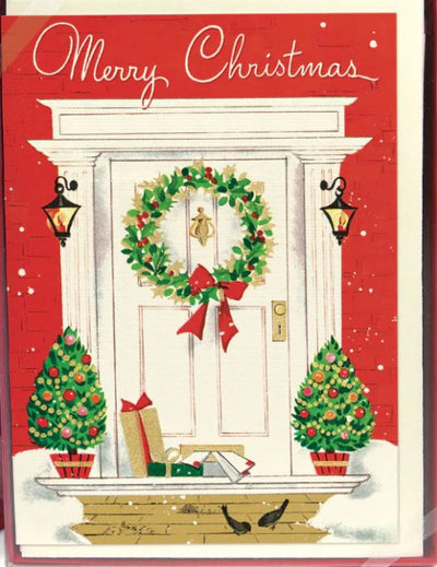 Merry Christmas Front Door Vintage Card - Lemon And Lavender Toronto