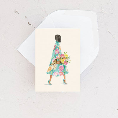 Mini Card - Floral Bouquet Girl Enclosure Card - Lemon And Lavender Toronto