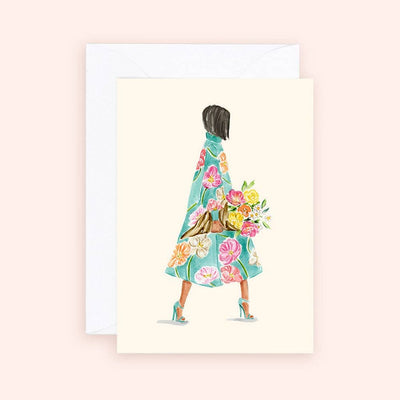 Mini Card - Floral Bouquet Girl Enclosure Card - Lemon And Lavender Toronto