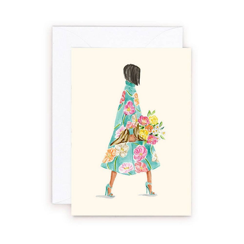 Mini Card - Floral Bouquet Girl Enclosure Card - Lemon And Lavender Toronto