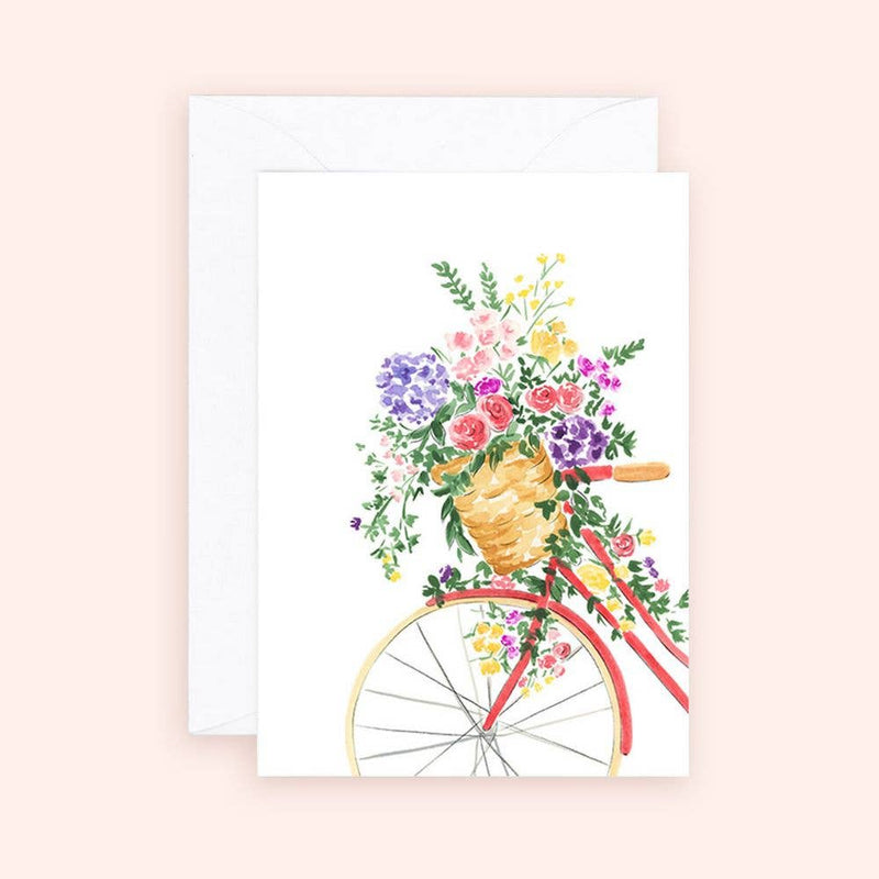 Mini Card - Floral Coral Bicyclette Enclosure Card - Lemon And Lavender Toronto