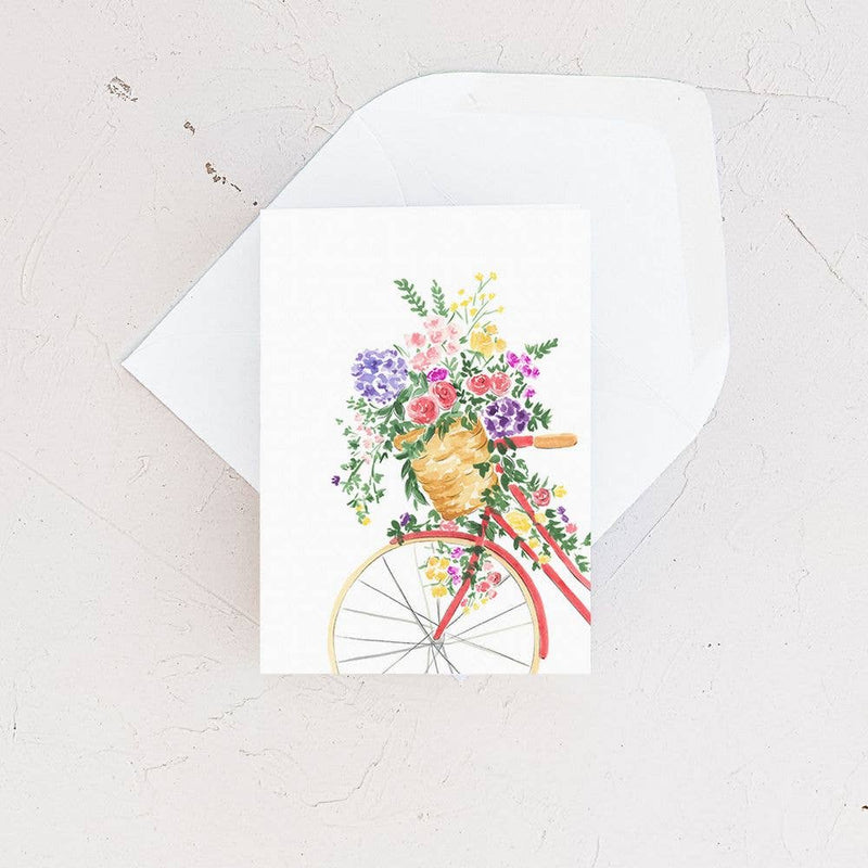 Mini Card - Floral Coral Bicyclette Enclosure Card - Lemon And Lavender Toronto