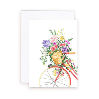 Mini Card - Floral Coral Bicyclette Enclosure Card - Lemon And Lavender Toronto