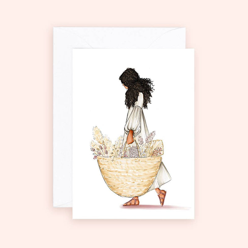 Mini Card - French Basket - Everyday Enclosure Card - Lemon And Lavender Toronto