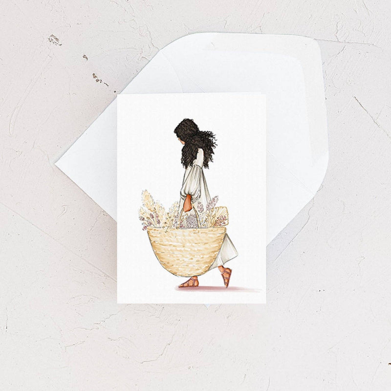 Mini Card - French Basket - Everyday Enclosure Card - Lemon And Lavender Toronto