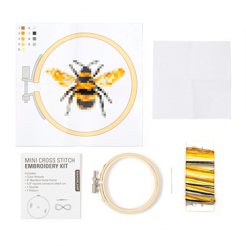 Mini Cross Stitch Embroidery Kit - Bumblebee - Lemon And Lavender Toronto