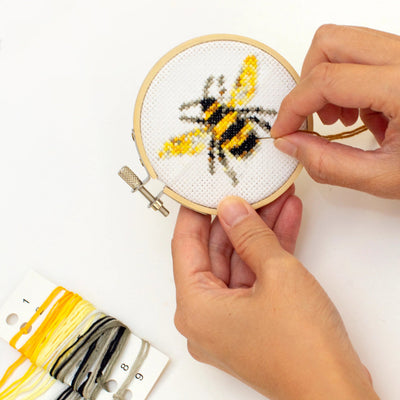 Mini Cross Stitch Embroidery Kit - Bumblebee - Lemon And Lavender Toronto