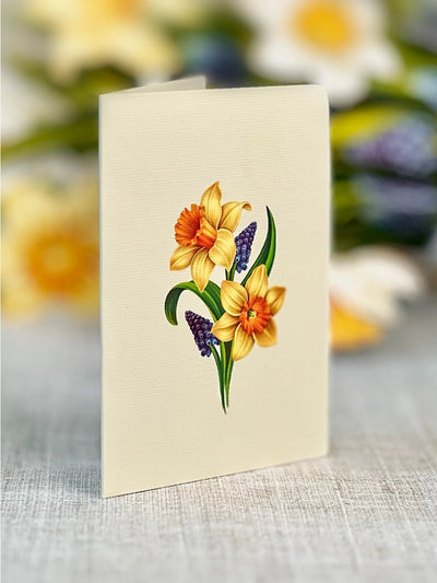 Mini English Daffodils Pop - up Greeting Card - Lemon And Lavender Toronto