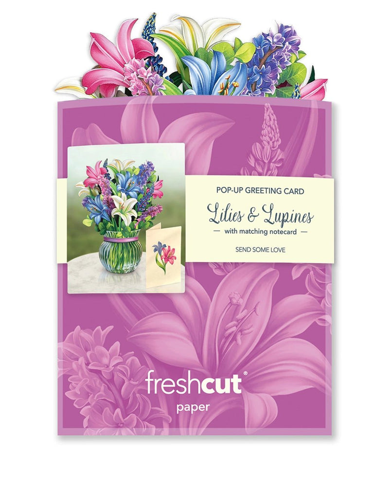 Mini Lillies & Lupines Pop - up Greeting Card - Lemon And Lavender Toronto