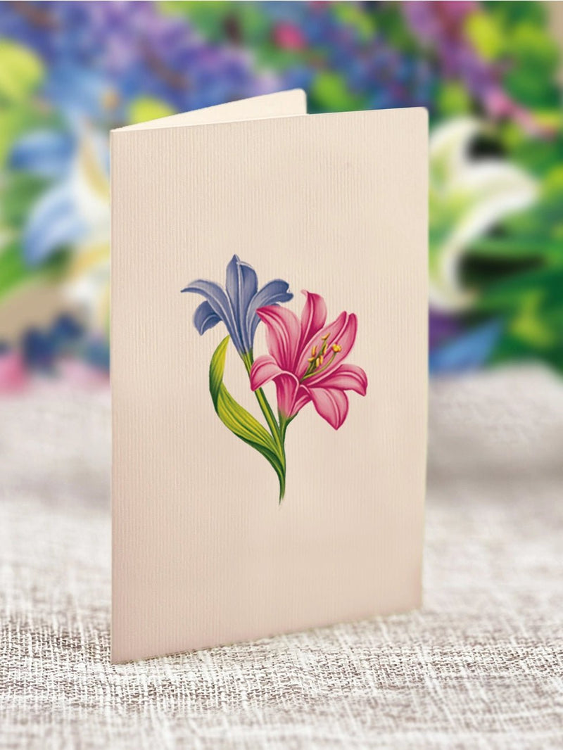 Mini Lillies & Lupines Pop - up Greeting Card - Lemon And Lavender Toronto