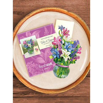 Mini Lillies & Lupines Pop - up Greeting Card - Lemon And Lavender Toronto