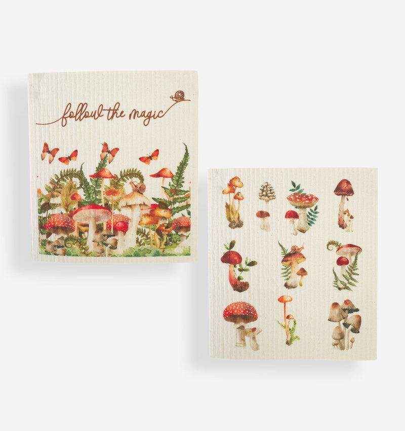 Mushroom Design Reusable Dishcloths, Set of 2 - Lemon And Lavender Toronto