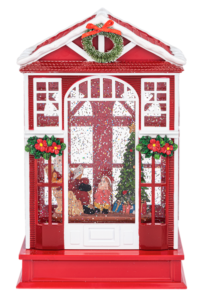 LED Light Up Shimmer Christmas House Figurine