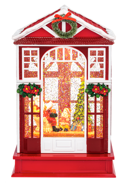 LED Light Up Shimmer Christmas House Figurine