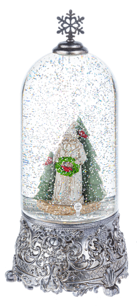 LED Light Up Shimmer Wood Carved Santa in Cloche