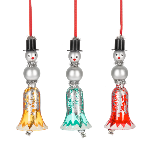Vintage Snowman Bell Ornament