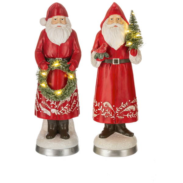 LED Light Up Scroll Work Santa Figurine
