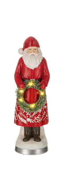 LED Light Up Scroll Work Santa Figurine