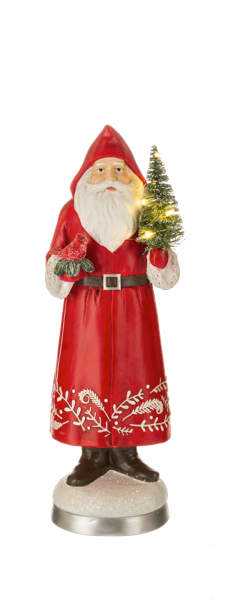 LED Light Up Scroll Work Santa Figurine