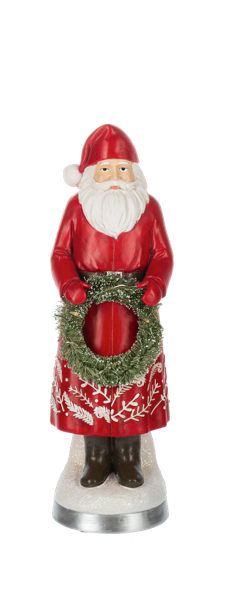 LED Light Up Scroll Work Santa Figurine