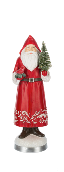 LED Light Up Scroll Work Santa Figurine