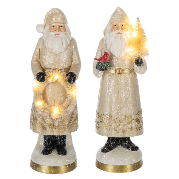 LED Light Up Gold Scroll Santa Figurine